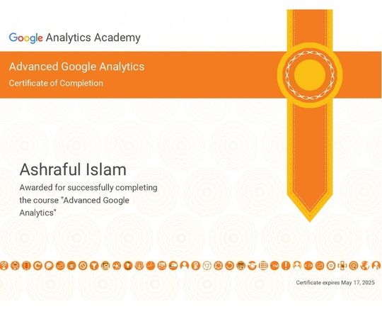 Advanced Google Analytics Certification of Ashraful Islam