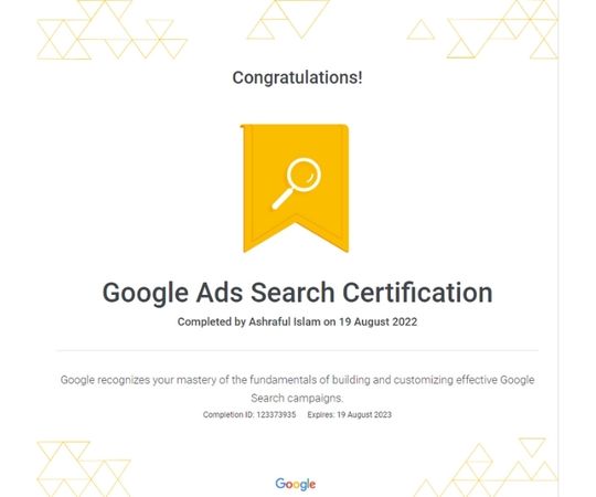 Google Ads Certification of Ashraful Islam