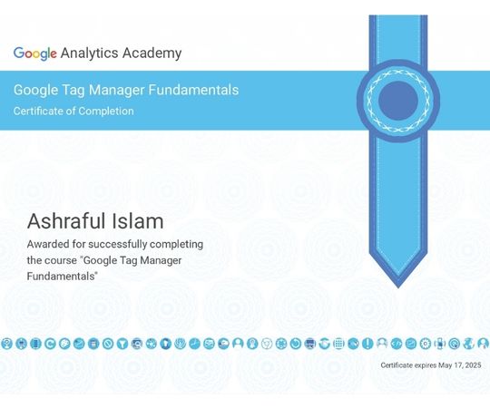 Google Tag Manager Fundamentals Certification of Ashraful Islam